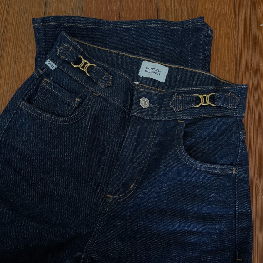 NWOT Citizens of Humanity Kimberly Flare Jeans in Helia Indigo Dark Wash Navy - Picture 8 of 11